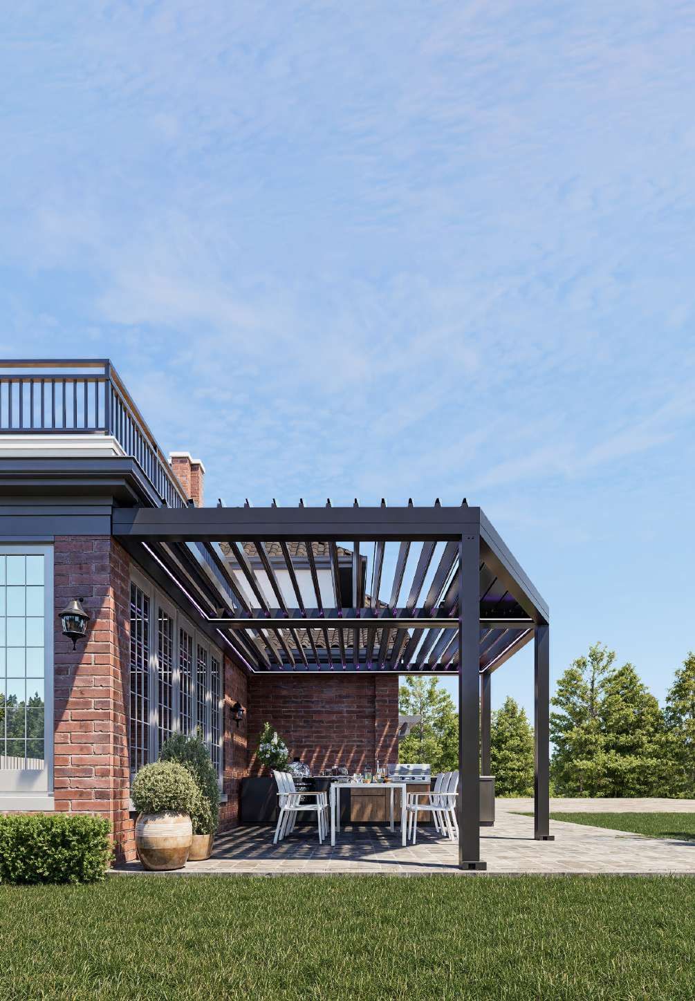 Skyline bioklimatska pergola s otvorenim lamelama