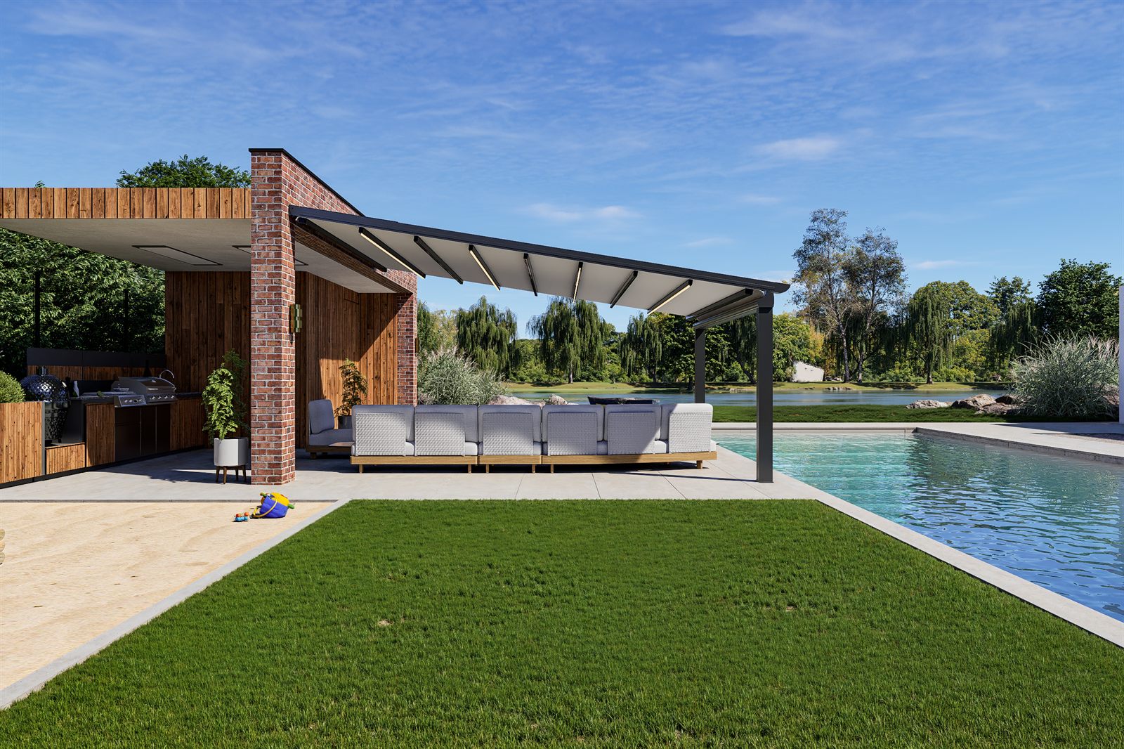 Zenith pergola s izvučenim platnenim krovom